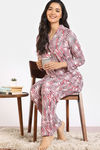 Zivame Print Fusion Knit Poly Pyjama Set - Snow White — thumbnail 1